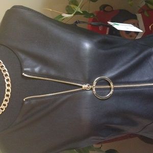 Black leather Calvin Klein dress